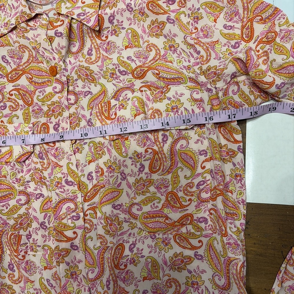 ZARA Workwear Paisley Lightweight Button Down Shirt Women's Medium Runs Small - Picture 6 of 7